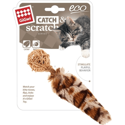 Гигви Catch&Scratch Eco Игрушка для кошек плетеный мячик с кошачьей мятой 13см