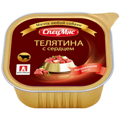 Зоогурман Корм влажный для собак спецмяс телятина/сердце ламистер 300г