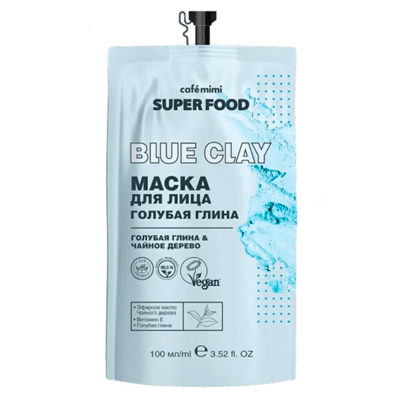 Кафе мими supeгfood Маска для лица голубая глина дойпак 100мл(513162)