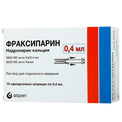 Фраксипарин р-р п/к 9500тыс.анти-Ха МЕ/мл 0,4мл №10 (3800МЕ в шприце)