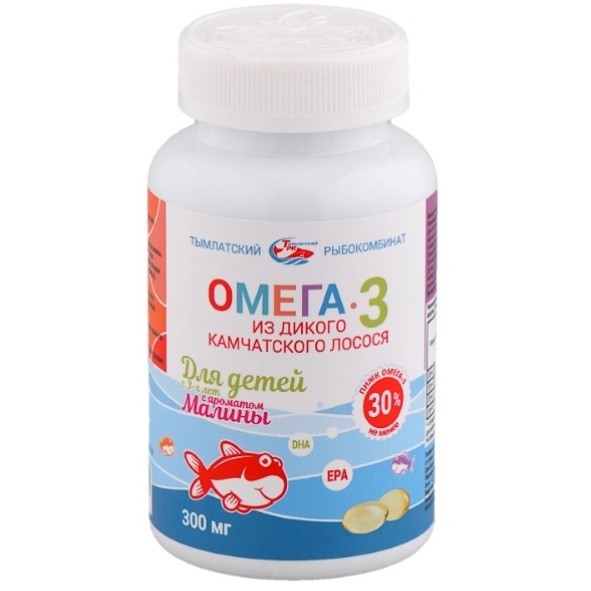 Салмоника омега-3 капс. из дикого камчатского лосося малина 3+ №250