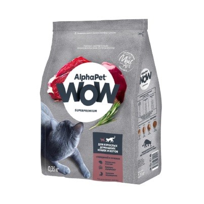 АльфаПет WOW Корм сухой для взрослых кошек и котов домашних говядина/печень 350г АльфаПет WOW Корм сухой для взрослых кошек и котов домашних говядина/печень 350г