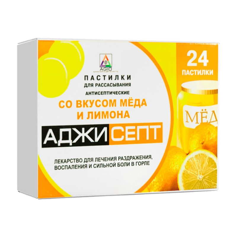 Аджисепт табл. для рассас. медово-лимонные №24