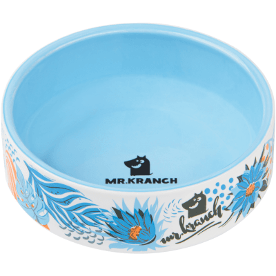 Mr.Kranch Миска для животных тропики из фарфора голубая 350мл