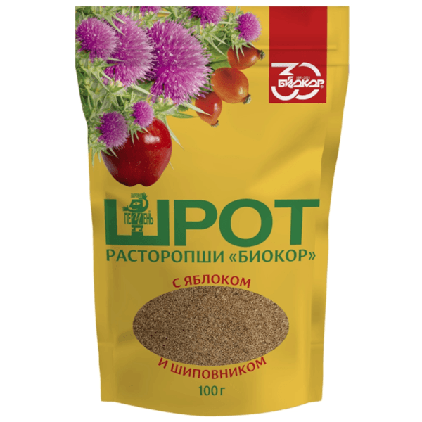 Расторопша шрот Биокор с яблоком и шиповником 100г