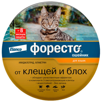 Форесто Ошейник от блох и клещей для кошек 38см