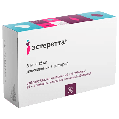 Эстеретта табл. п.п.о. 3мг+15мг №28 Эстеретта табл. п.п.о. 3мг+15мг №28
