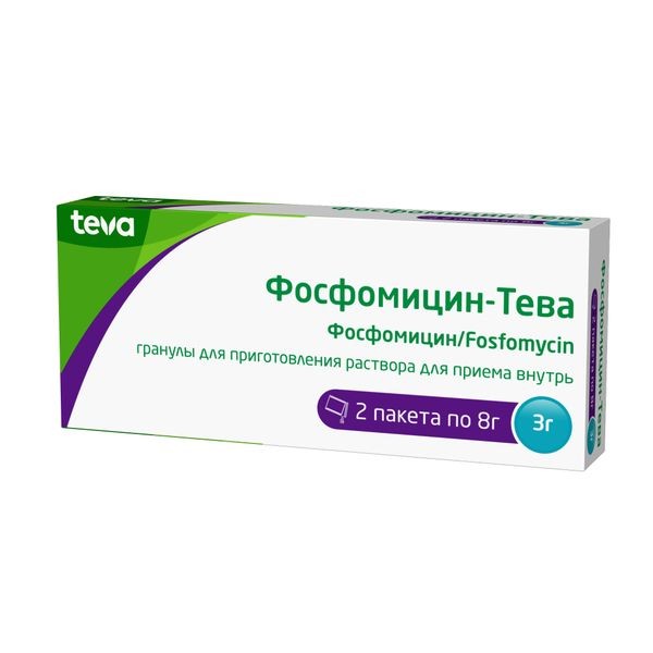 Фосфомицин-Тева гран. д/р-ра для приема внутрь пак. 3г 8г №2 Фосфомицин-Тева гран. д/р-ра для приема внутрь пак. 3г 8г №2