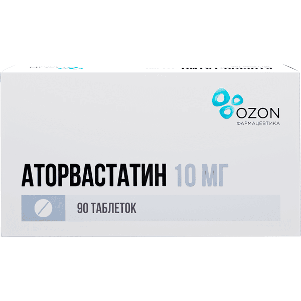 Аторвастатин табл. п.п.о. 10мг №90