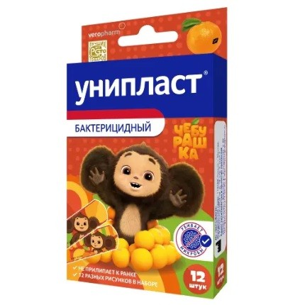 Лейкопластырь бактерицидный Унипласт детский чебурашка №12