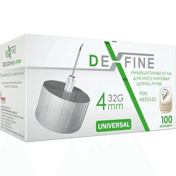 Иглы Dexfine для шприц-ручки 32G 0,23х4мм №100 Иглы Dexfine для шприц-ручки 32G 0,23х4мм №100