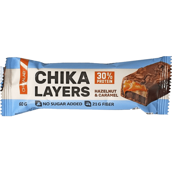 Батончик протеиновый Бомббар Chika Layers лесной орех с карамелью 60г