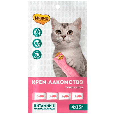 Мнямс Крем-лакомство для кошек тунец кацуо (15гх4) 60г