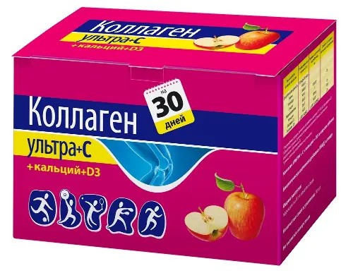 Коллаген ультра+С+Кальций+D3 пор. со вкусом яблока 8г №30