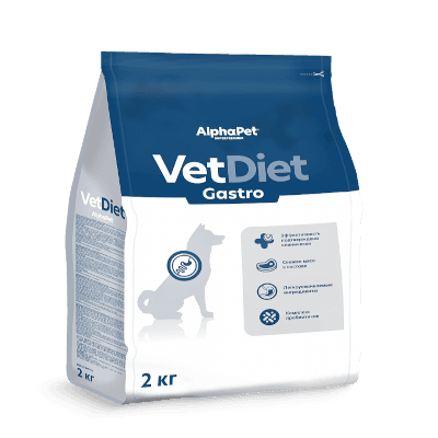 АльфаПет VetDiet Гастро Корм сухой для взрослых собак при расстройствах пищеварения 2кг