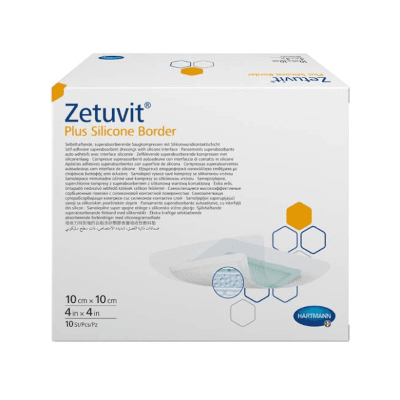Повязка суперабсорбирующая Цетувит плюс бордер/ Zetuvit plus border стерильная силикон самоклеющаяся 10х10см №10