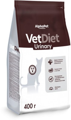 АльфаПет VetDiet Уринари Корм сухой для взрослых кошек при заболеваниях мкб 400г