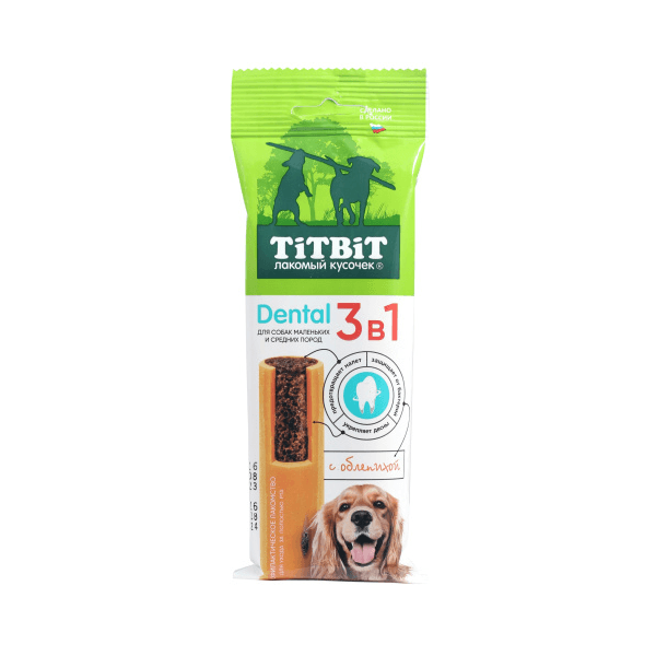 Титбит Dental Лакомство для собак мелких и средних пород 3 в 1 с облепихой 110г