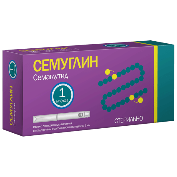Семуглин р-р для п/к введ. 1мг/доза шприц-ручка (в комплекте с иглами №4) 3мл №1
