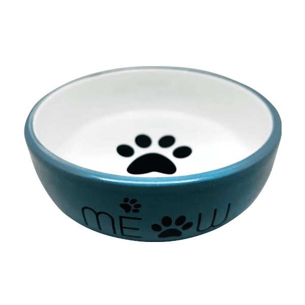 Миска керамическая с лапкой кошки №1 синяя 320мл