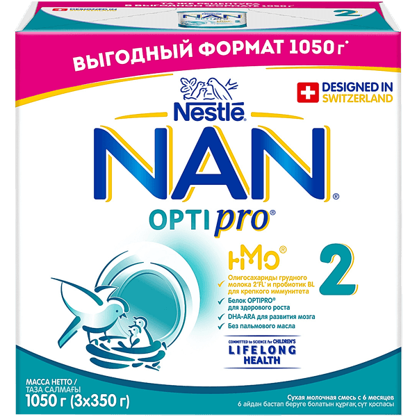 Нан-2 Оптипро Смесь сухая молочная 6+мес. 1050г (350гх3)