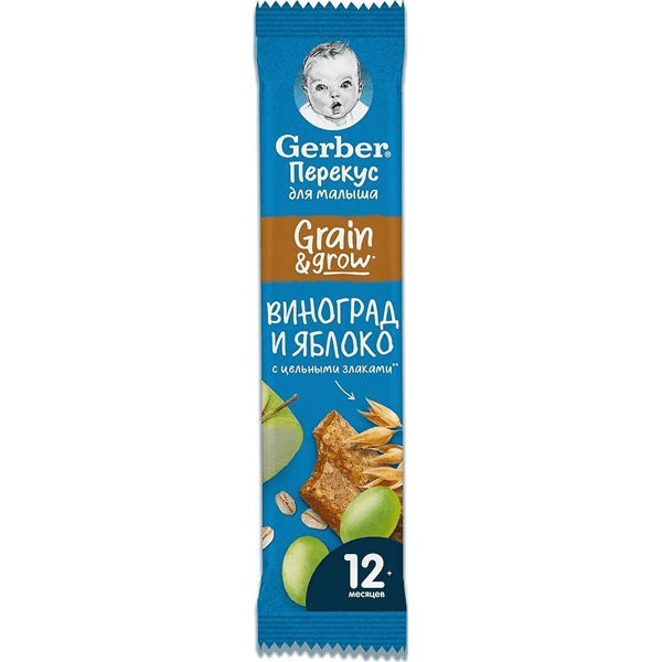 Гербер Батончик злаки/яблоко/виноград 25г