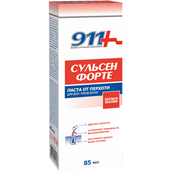 911 Сульсен форте паста от перхоти 85мл
