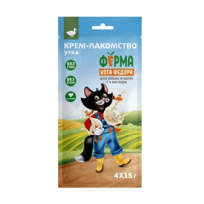 Ферма кота Федора Крем-лакомство для кошек и котят утка (4х15г) 60г