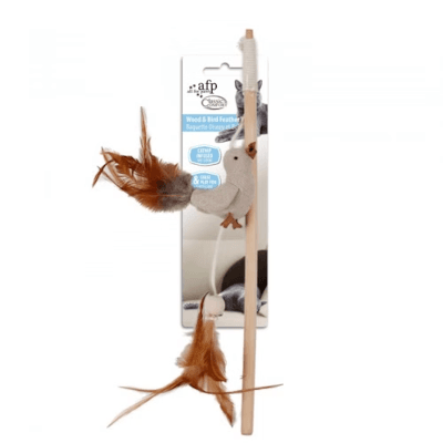 All for Paws Natural Игрушка-дразнилка для кошек попугай с перьями с кошачьей мятой