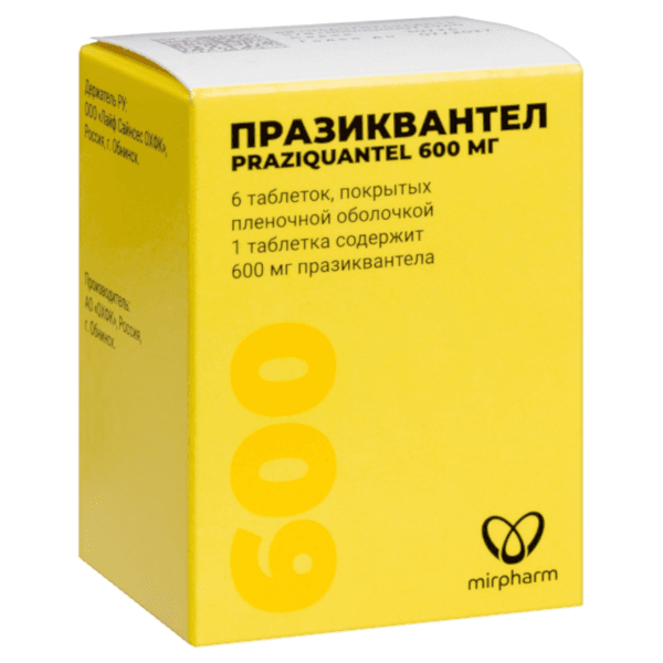 Празиквантел табл. п.п.о. 600мг №6