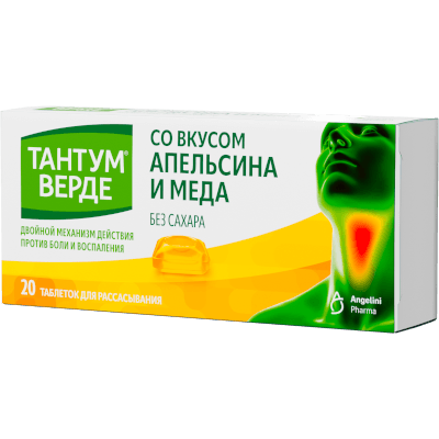 Тантум Верде табл. для рассас. 3мг со вкусом апельсина и меда №20