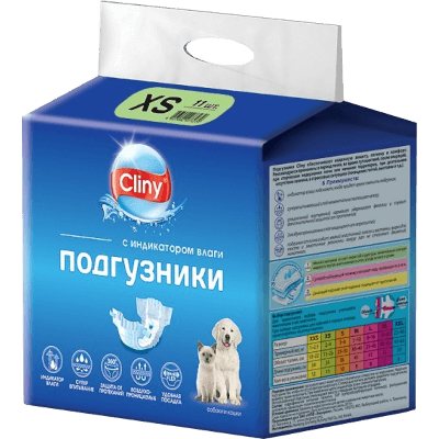 Клини Подгузники для животных р.XS 2-4кг №12(К201)