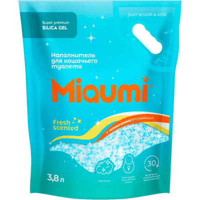 Мяуми/Miaumi Silica Gel Fresh Scented Наполнитель силикагелевый с ароматом свежести 3,8л