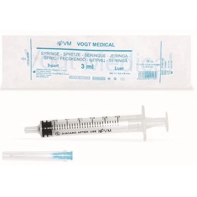 Шприц 3х комп однораз. ветеринарный 0,6х30 3мл с имп. иглой vogt medical