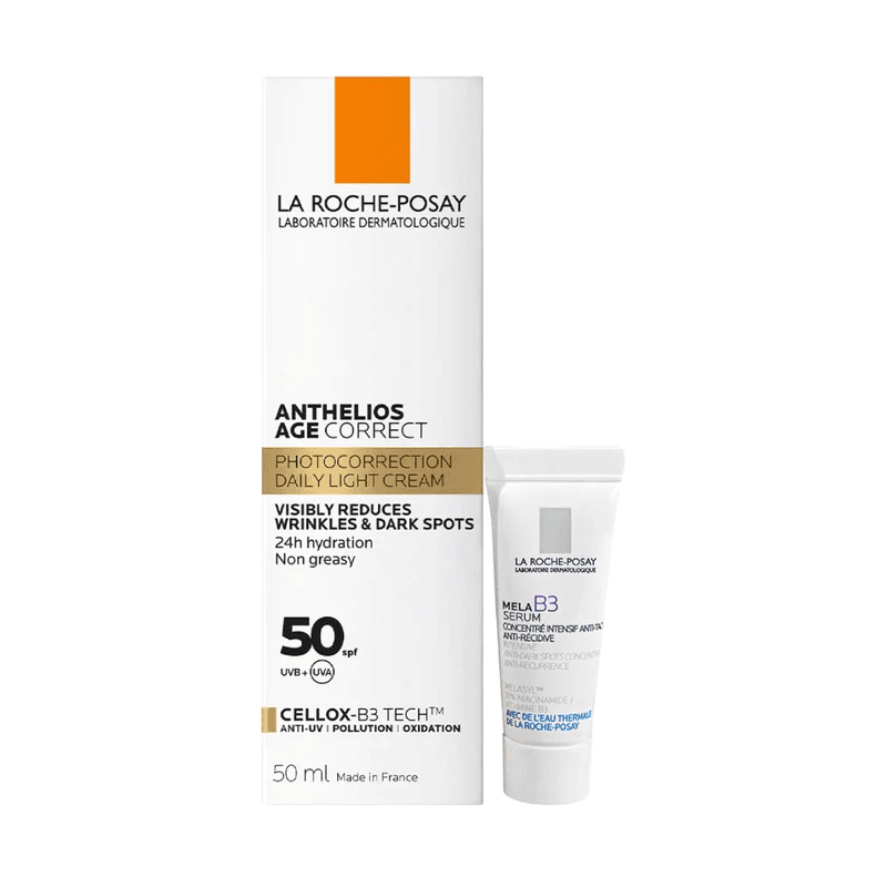 Ля рош позе антгелиос Набор (крем антивозрастной для лица SPF50 50мл+Мела В3 сыворотка 3мл в подарок)