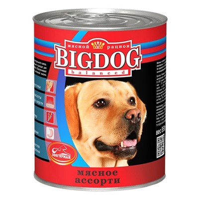 Зоогурман Big Dog Корм влажный для собак мясное ассорти консервы 850г