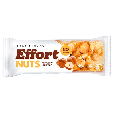 Батончик орехово-злаковый Натс effort nuts фундук/арахис 35г