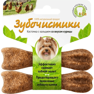 Деревенские лакомства Зубочистки для собак мелких пород косточка со вкусом курицы (2х18г) 36г