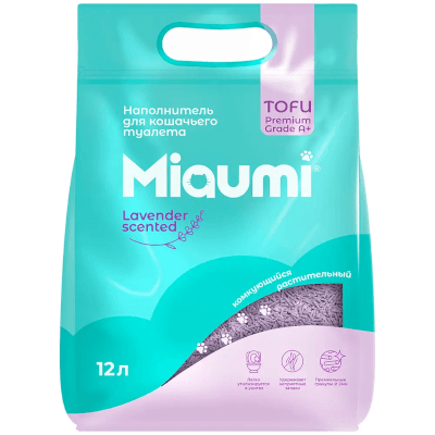 Мяуми/Miaumi Tofu Наполнитель комкующийся с ароматом лаванды 12л