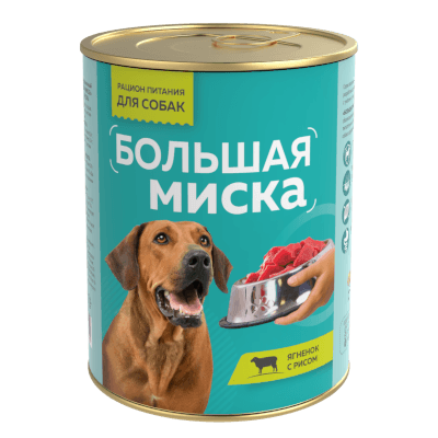Зоогурман Большая Миска Корм влажный для собак ягненок/рис консервы 970г