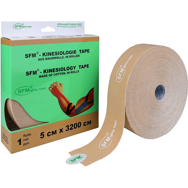 Лента кинезиологическая sfm-plaster хлопковая основа 5х3200см рулон №1 бежевый