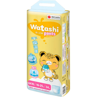 Ваташи/Watashi Подгузники-трусики 6 р.XXL 16-25кг №34