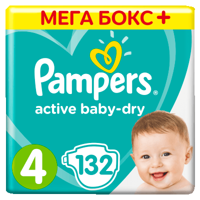 Памперс актив беби драй Подгузники (4) (9-14кг) №132 Памперс актив беби драй Подгузники (4) (9-14кг) №132