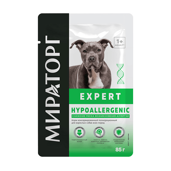 Мираторг Expert Hypoallergenic Корм влажный для собак при аллергии пауч 85г