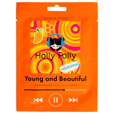 Холли Полли Маска тканевая для лица Young and beautiful на кремовой основе с медом и манго 22г