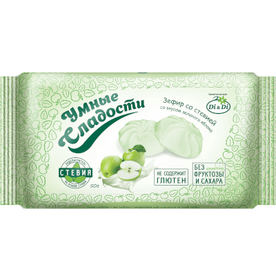 Di&Di/Ди энд Ди Зефир Умные сладости со вкусом зеленого яблока 50г Di&Di/Ди энд Ди Зефир Умные сладости со вкусом зеленого яблока 50г