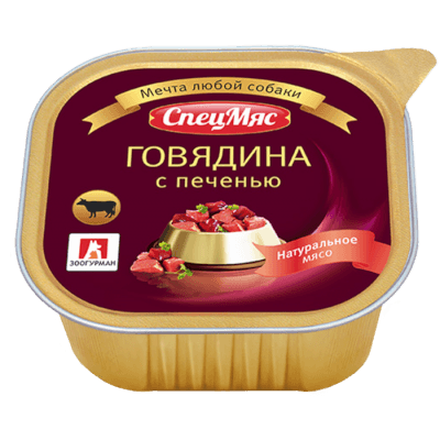 Зоогурман Корм влажный для собак спецмяс говядина/печень ламистер 300г