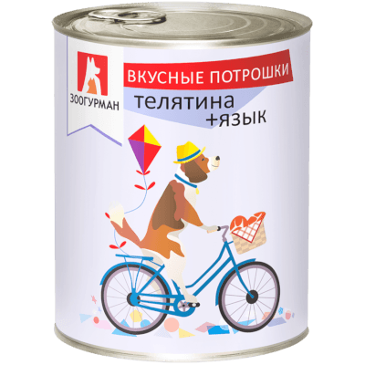 Зоогурман Корм влажный для собак вкусные потрошки телятина/язык консервы 750г Зоогурман Корм влажный для собак вкусные потрошки телятина/язык консервы 750г