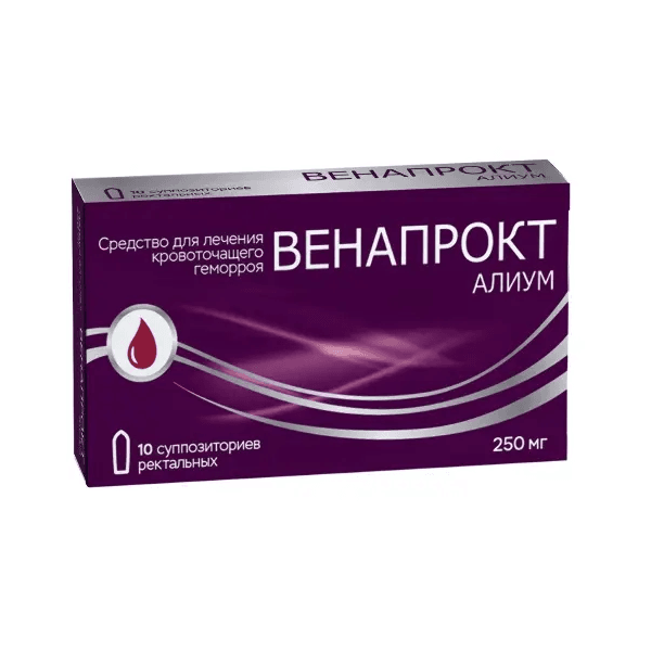 Венапрокт Алиум супп. рект. 250мг №10
