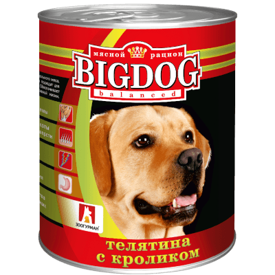 Зоогурман Big Dog Корм влажный для собак телятина/кролик консервы 850г